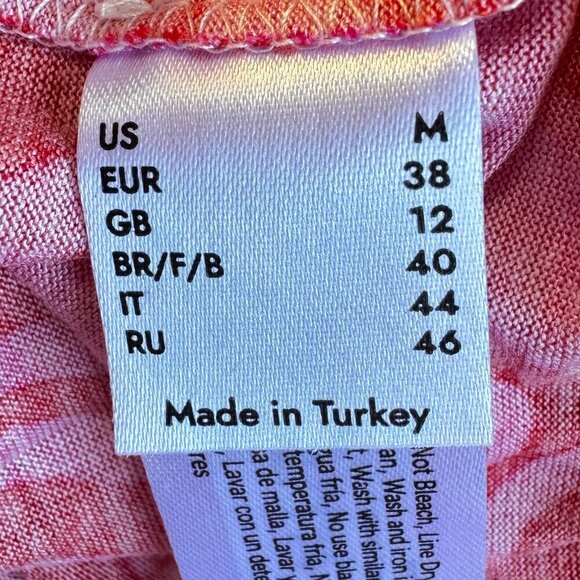 Lascana x VENUS Tiered Maxi Dress Pink and Red Abstract Stretch V Neck Size Med - Picture 9 of 12